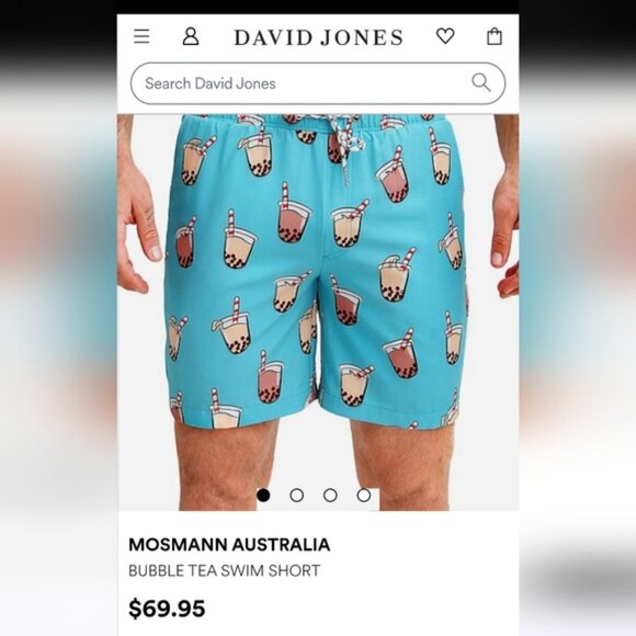 S🩳Mosmann David Jones Blue&Tan Bubble Tea Swim Short Trunks - Picture 4 of 8